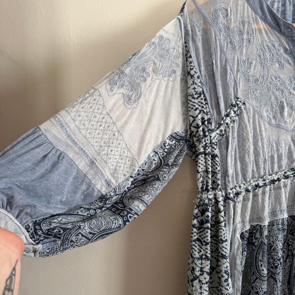 FREE PEOPLE | Oh My Mix Boho Mixed pattern embroidered Midi Dress | Small - Picture 3 of 7